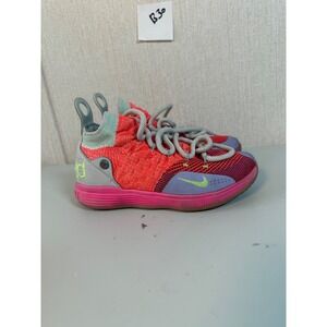 Nike KD 11 Youth Size 4Y Basketball Shoes Hot Punch Lime  AH3465-600